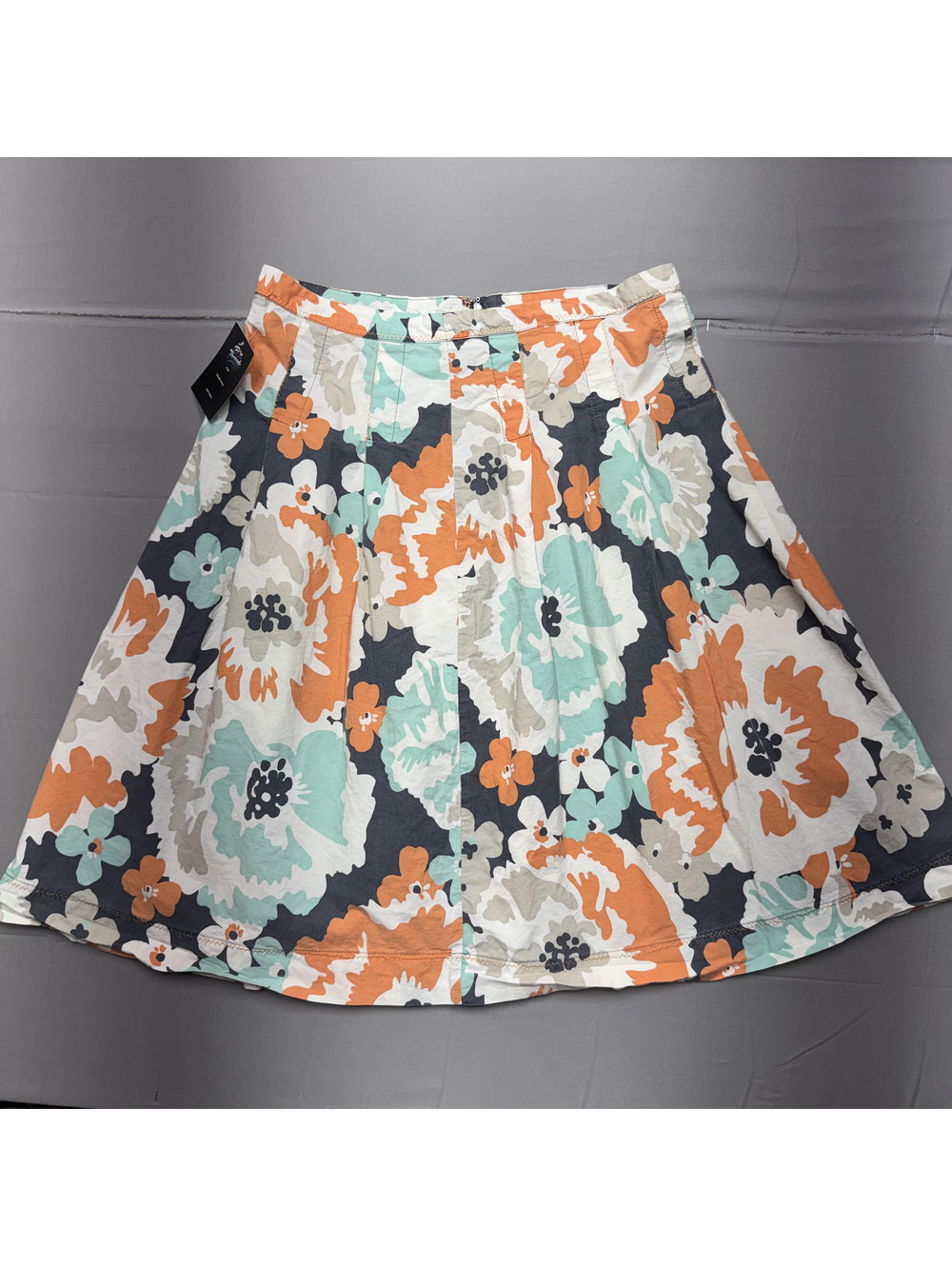 Merona Womens A-Line Pleated Skirt 100% Cotton Floral US 6 Multicolor Casual